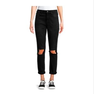 No Boundaries NWT Juniors' Super High Rise Relaxed Destructed Mom Jeans Black